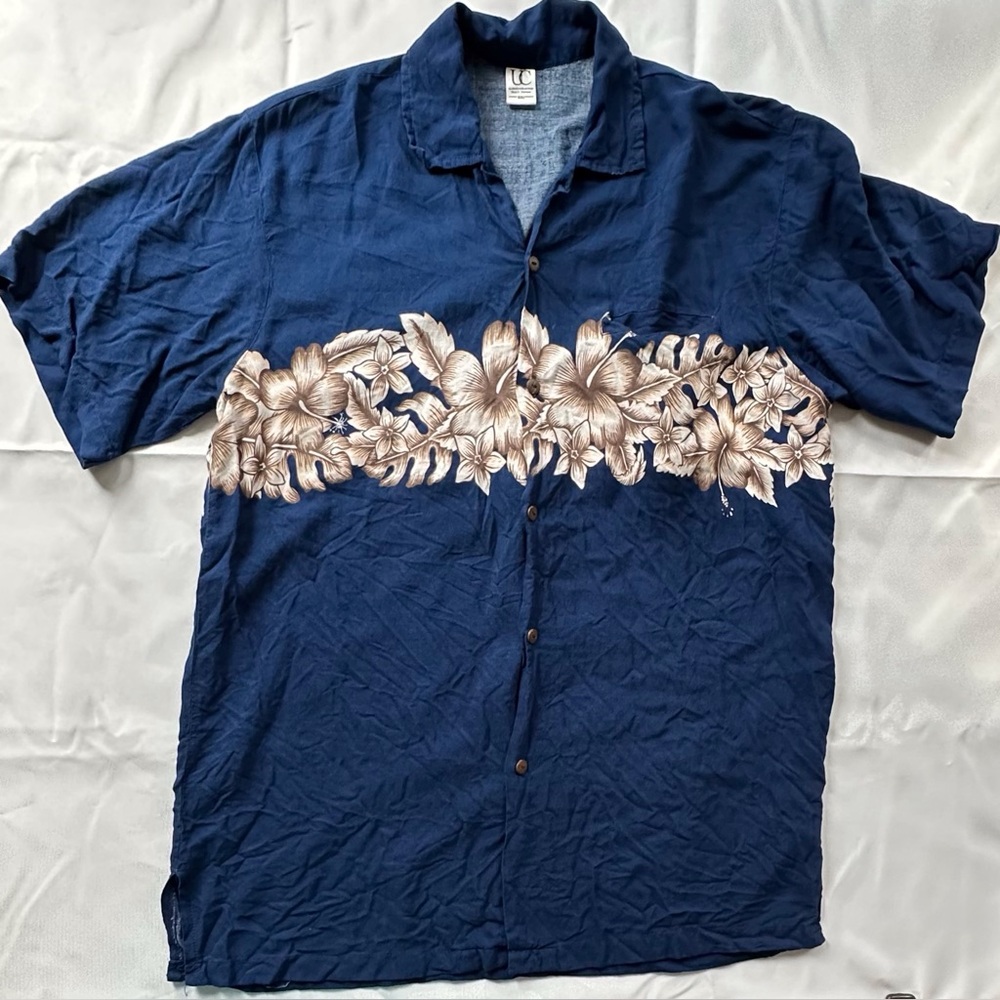 UC Uluwatu Collection short sleeve button up blue floral shirt‎ men’s XXL